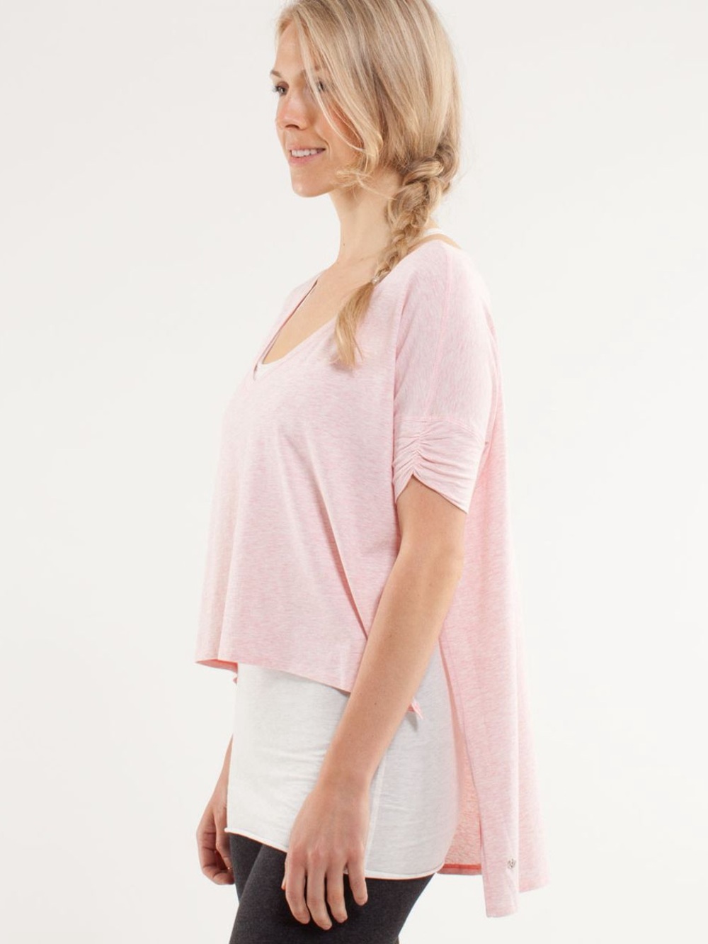 Lululemon My Mantra Short Sleeve in Heathered Blush Quartz Size 10/12